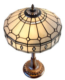 Large Art Deco Geometric Tiffany Table Lamp with Antique style Base