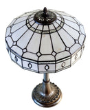 Large Art Deco Geometric Tiffany Table Lamp with Antique style Base