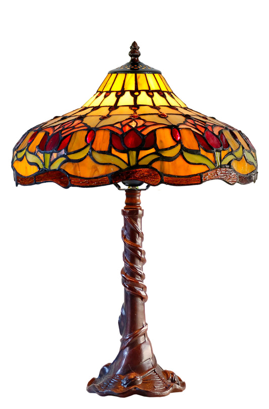 14" Colonial Tulip Style Tiffany Table Lamp
