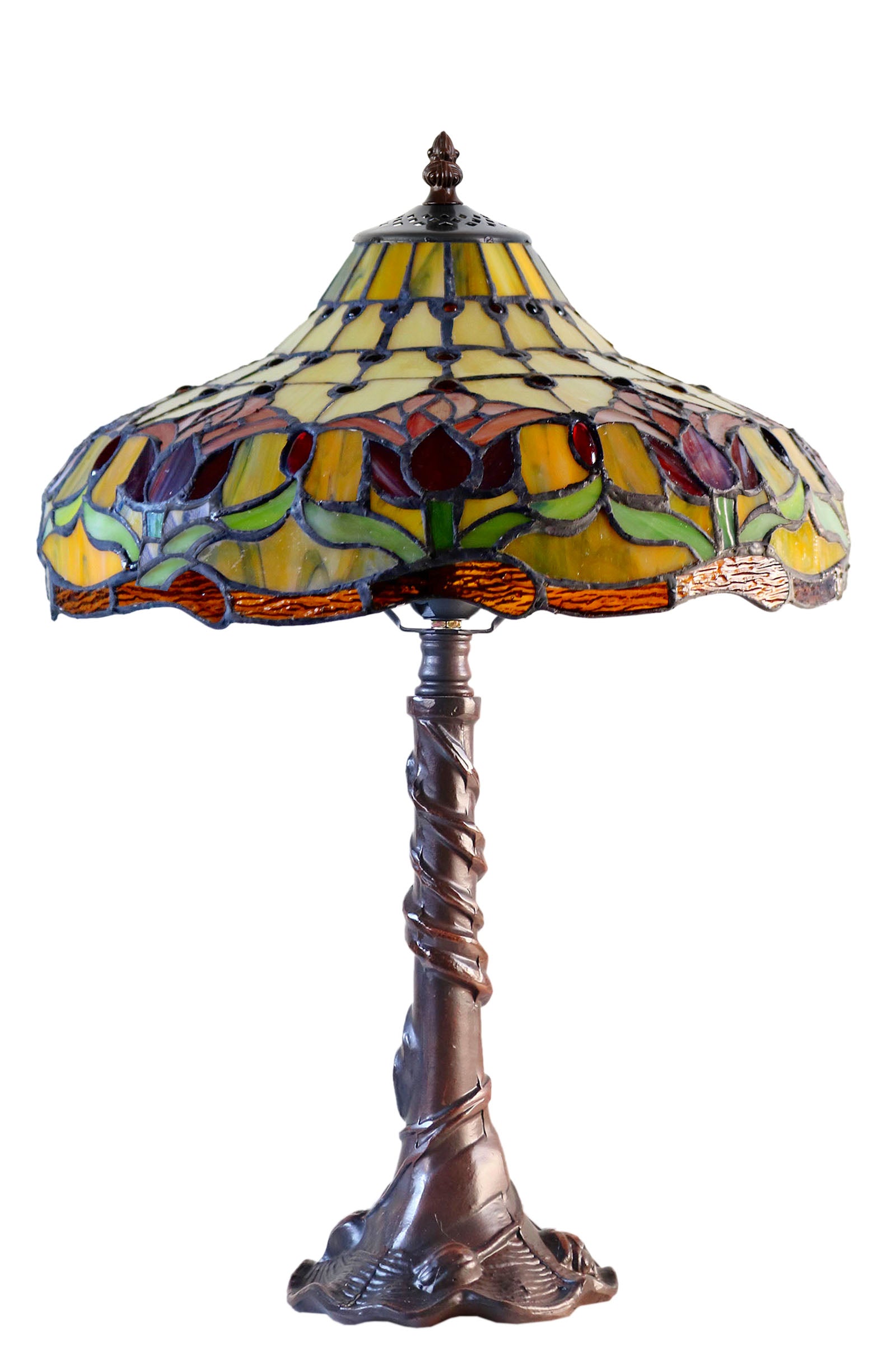 14" Colonial Tulip Style Tiffany Table Lamp
