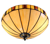 14" Vintage Garnet Glow Tiffany Flush Mount – Perfect for Low Ceilings
