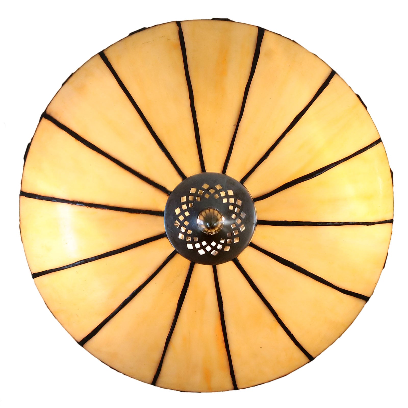 14" Vintage Garnet Glow Tiffany Flush Mount – Perfect for Low Ceilings