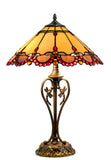 16" Handcrafted Tiffany-style stained glass Table Lamp with with red jewel accents