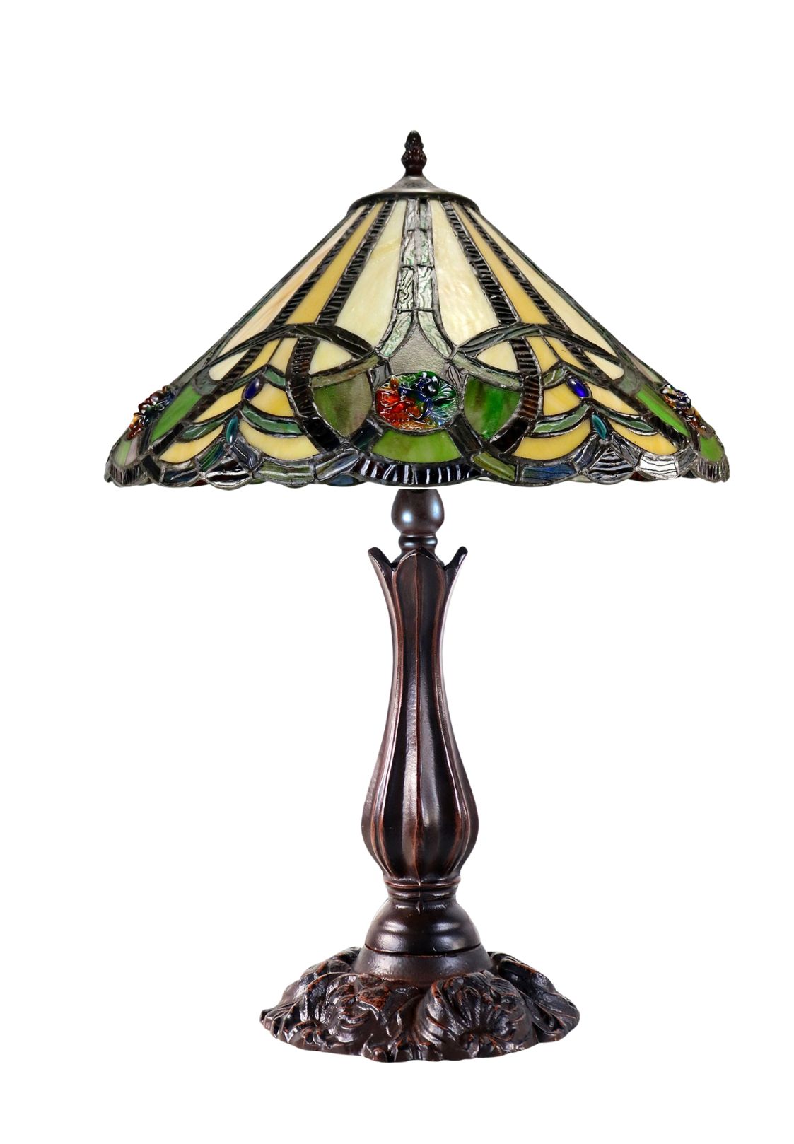 16" Large Victorian Ribbon Tiffany Table Lamp Country and Rustic Style Iron base