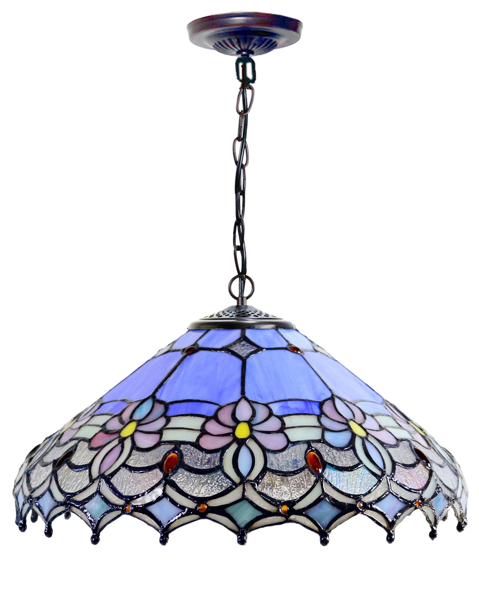 Large 16" Waratah Style Tiffany Stained Glass Pendant Light