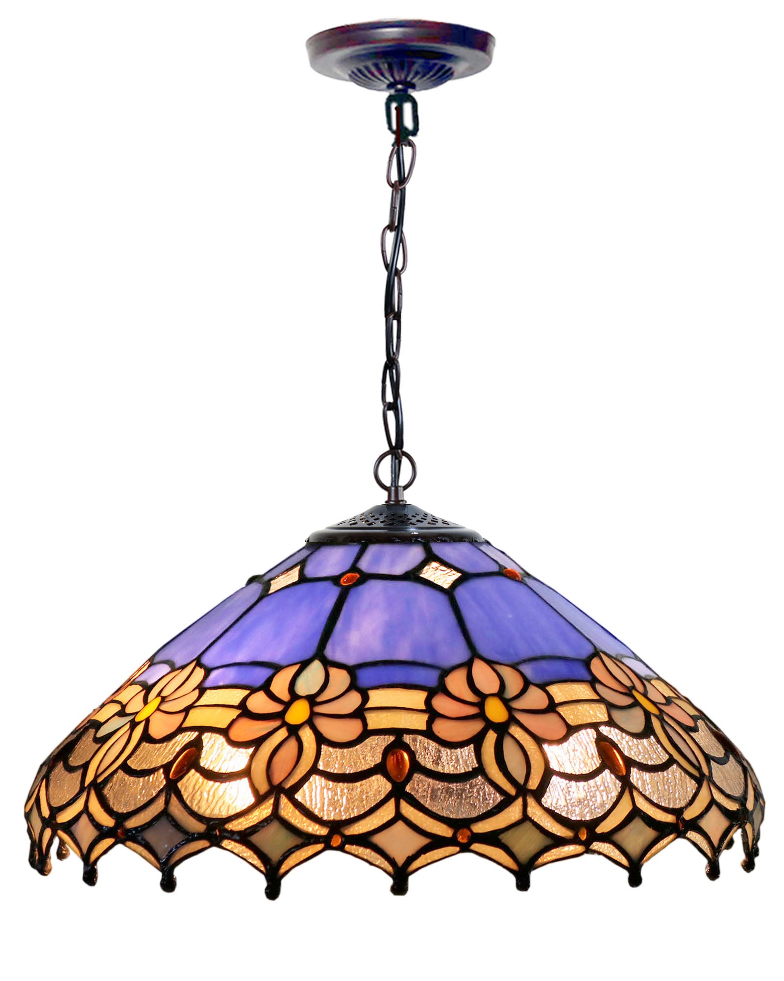 Large 16" Waratah Style Tiffany Stained Glass Pendant Light