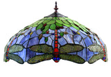 Limited Edition Grand 20" Green Purple Dragonfly Style Leadlight Tiffany Floor Lamp