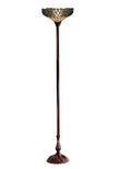14" Art Nouveau Ocean Blue Tiffany Floor Torchiere Lamp