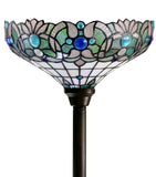 14" Art Nouveau Ocean Blue Tiffany Floor Torchiere Lamp