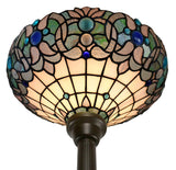 14" Art Nouveau Ocean Blue Tiffany Floor Torchiere Lamp