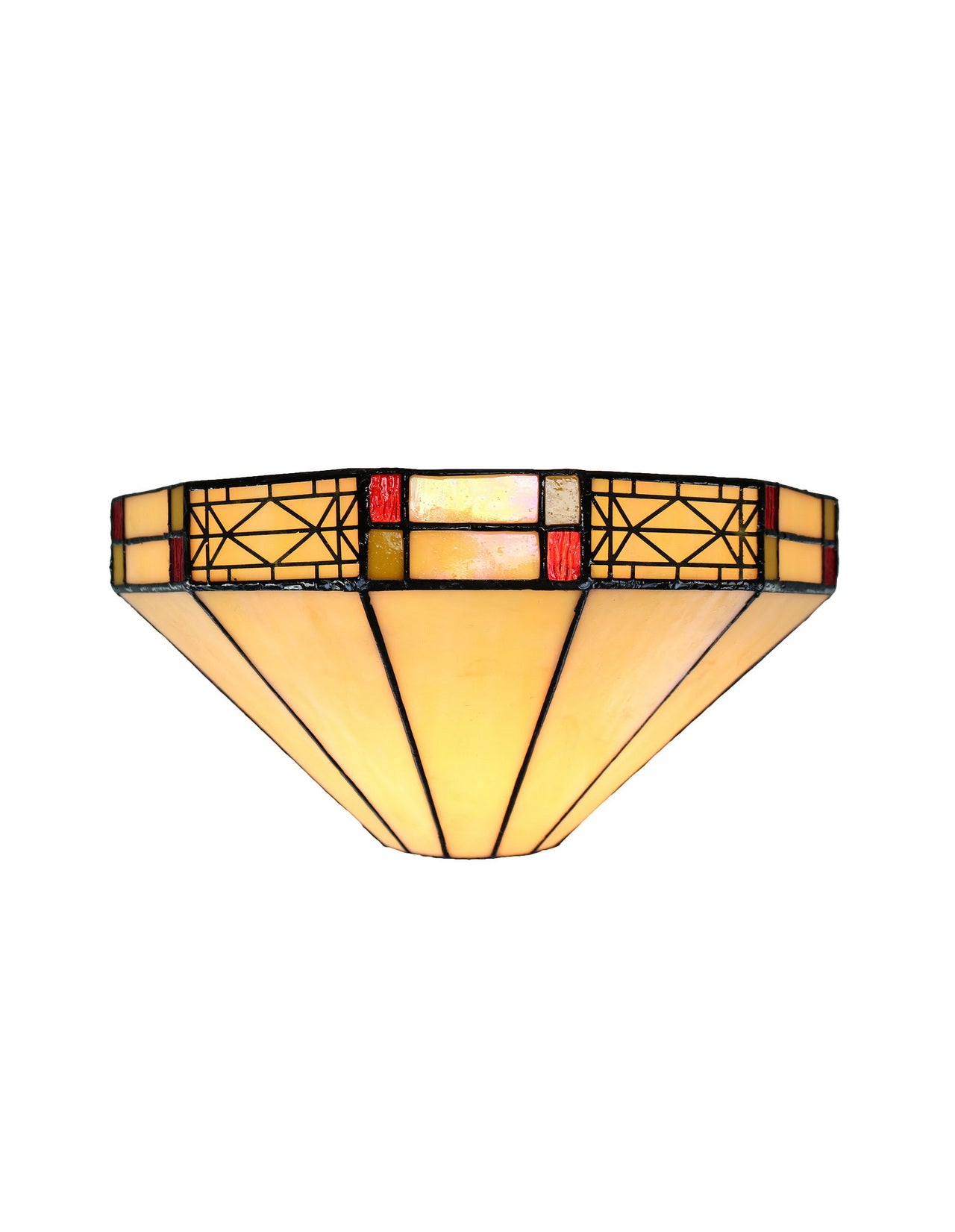Ivory white  Mission Stained Glass Tiffany Wall Light  with  Double Intricate Filigree Accent
