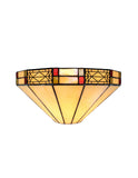 Ivory white  Mission Stained Glass Tiffany Wall Light  with  Double Intricate Filigree Accent