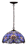 12" Blue Baroque Style Stained Glass Tiffany Pendant Light