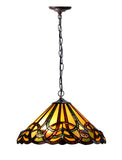 16" Victorian Style Vintage Tiffany Stained Glass Pendant Light