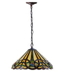 16" Victorian Style Vintage Tiffany Stained Glass Pendant Light