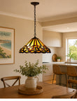 16" Victorian Style Vintage Tiffany Stained Glass Pendant Light