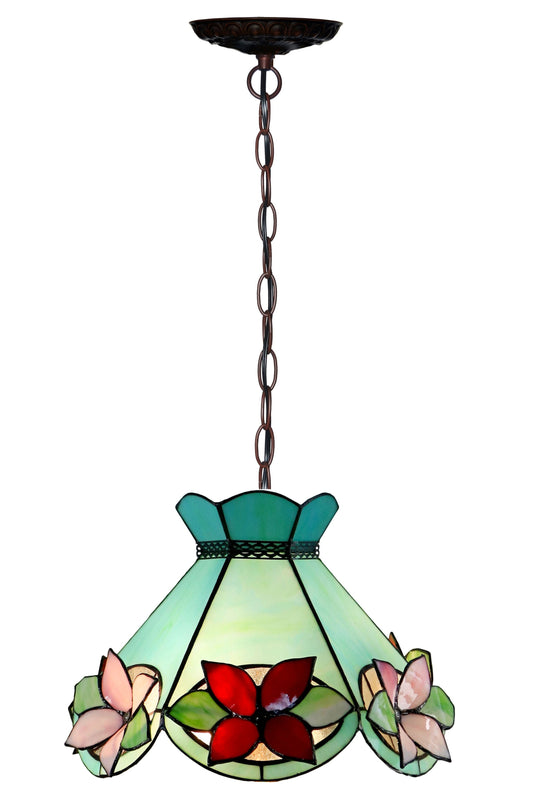 Vintage 14"  Alstroemeria Flower Tiffany Pendant Light