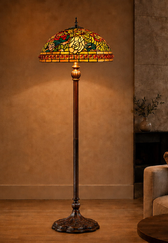 Limited Edition 20" Rose Dahlia Garden Tiffany Floor Lamp