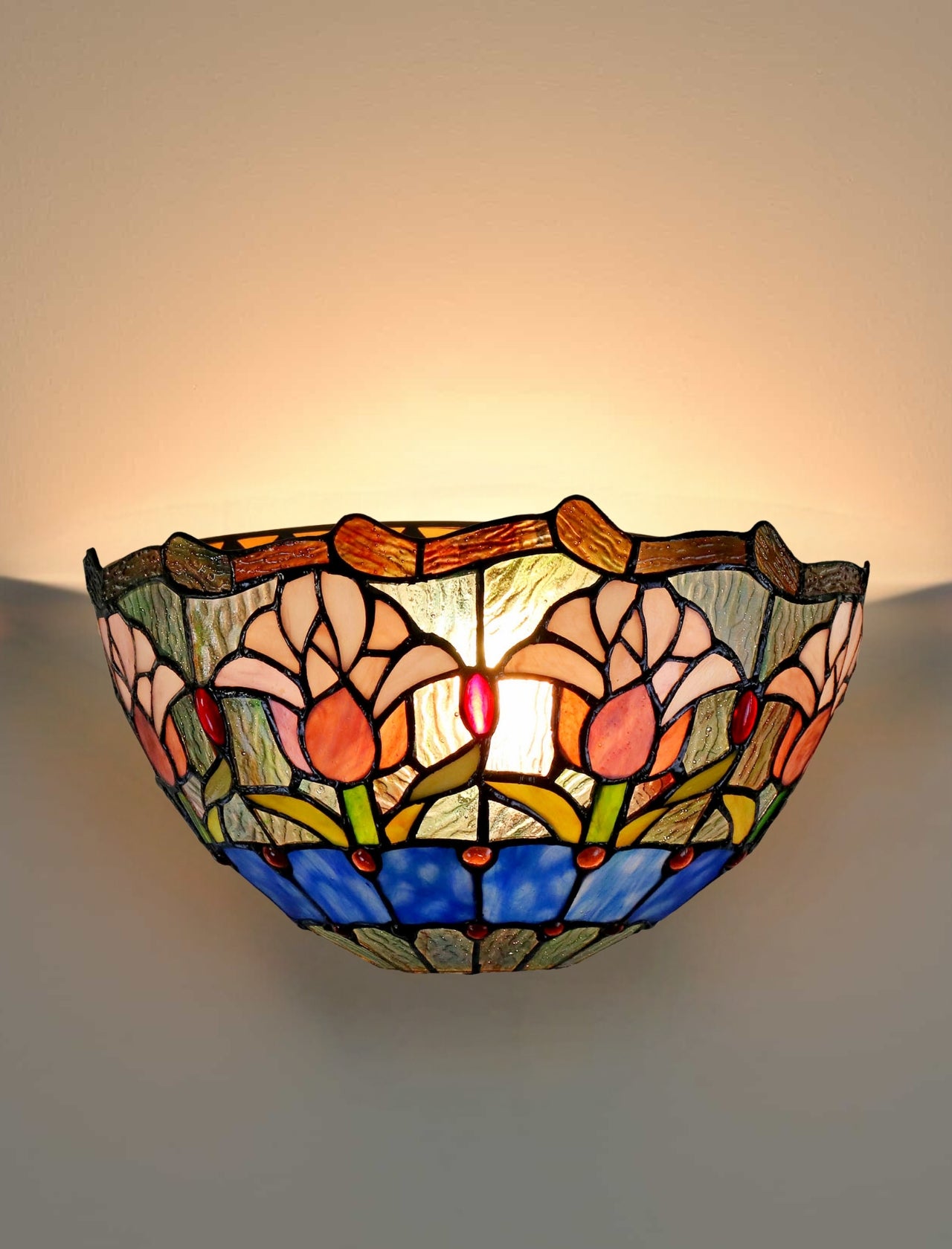 Tulip Tiffany Style Stained Glass Wall Sconce