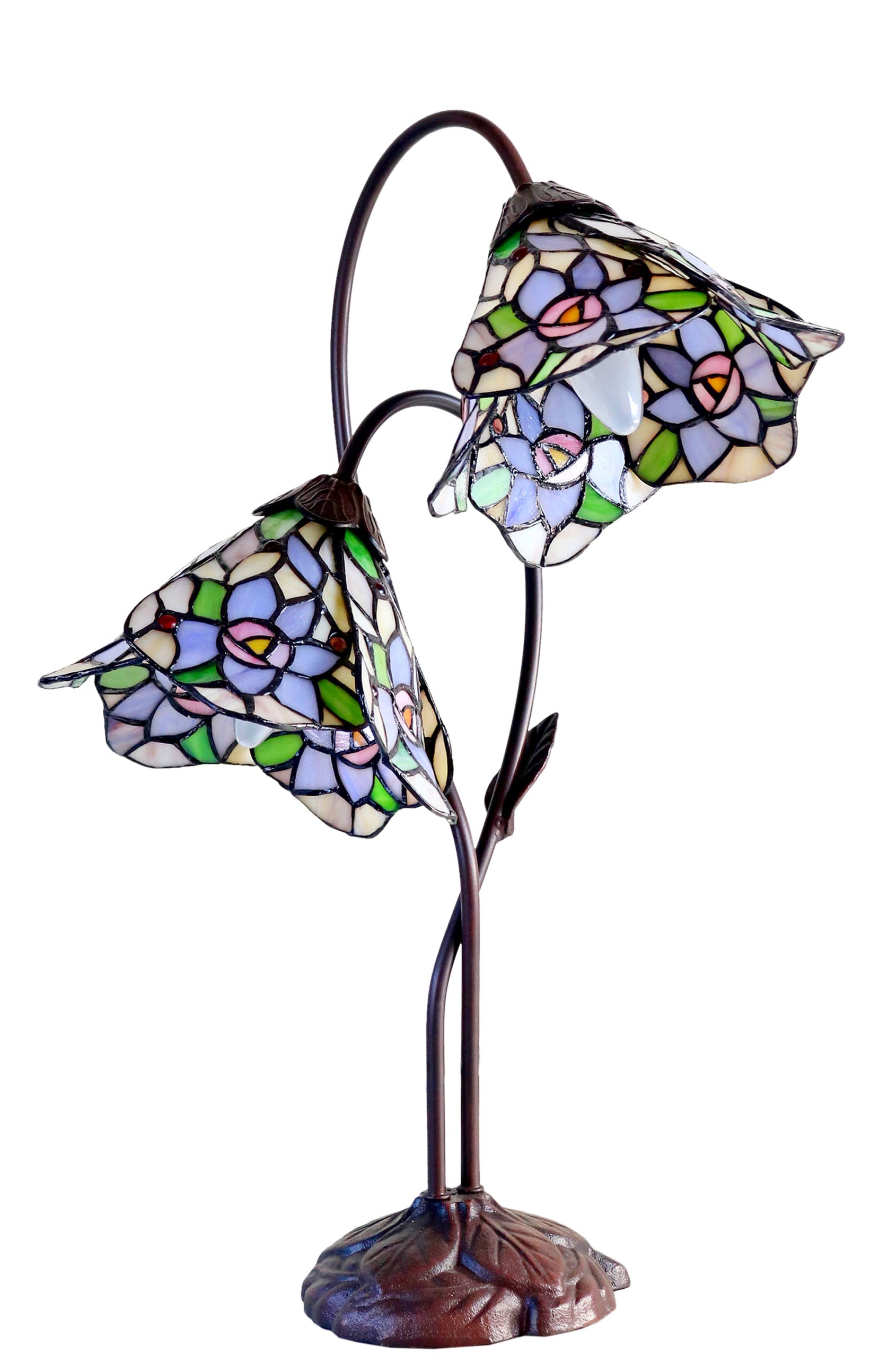 Double Lamp shade Flower Iris Style Tiffany Table Lamp