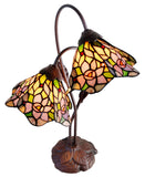 Double Lamp shade Flower Iris Style Tiffany Table Lamp