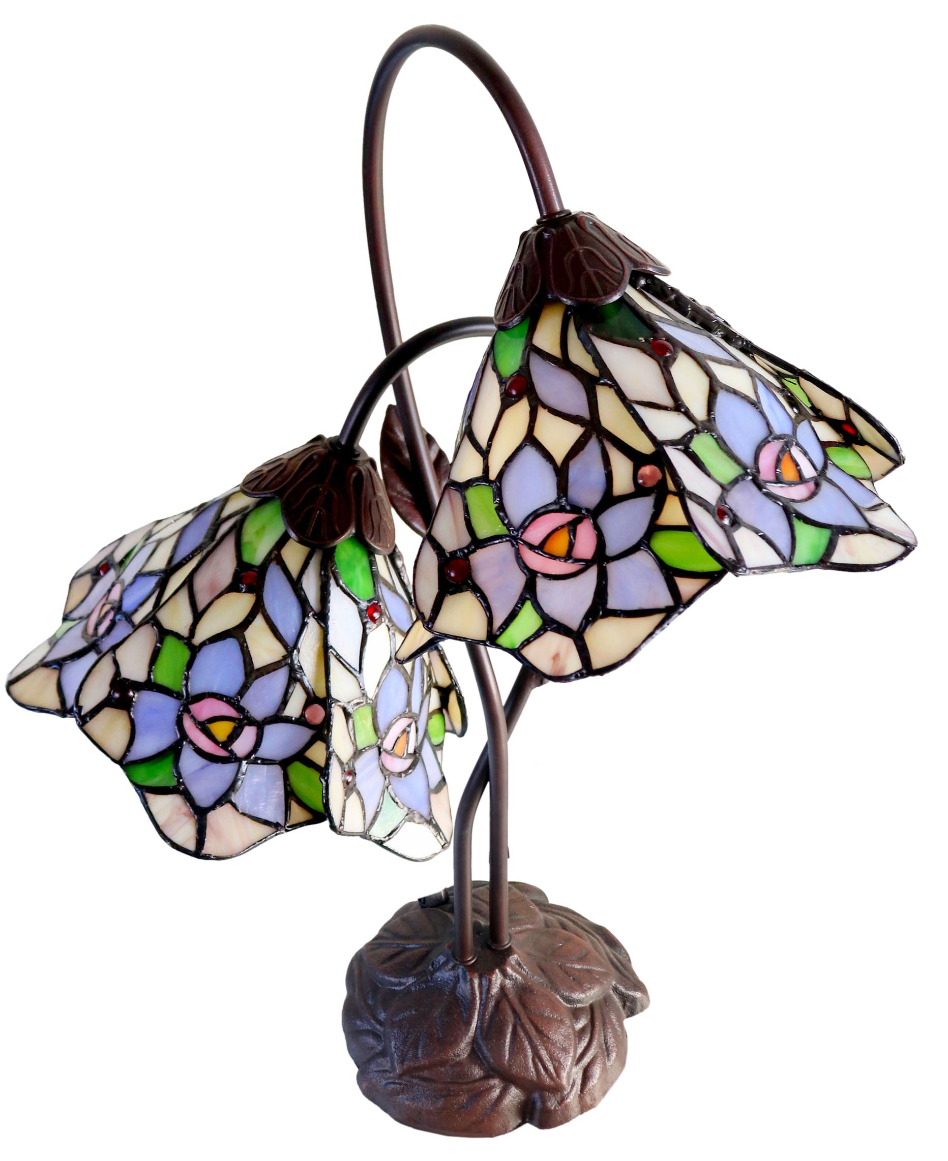 Double Lamp shade Flower Iris Style Tiffany Table Lamp