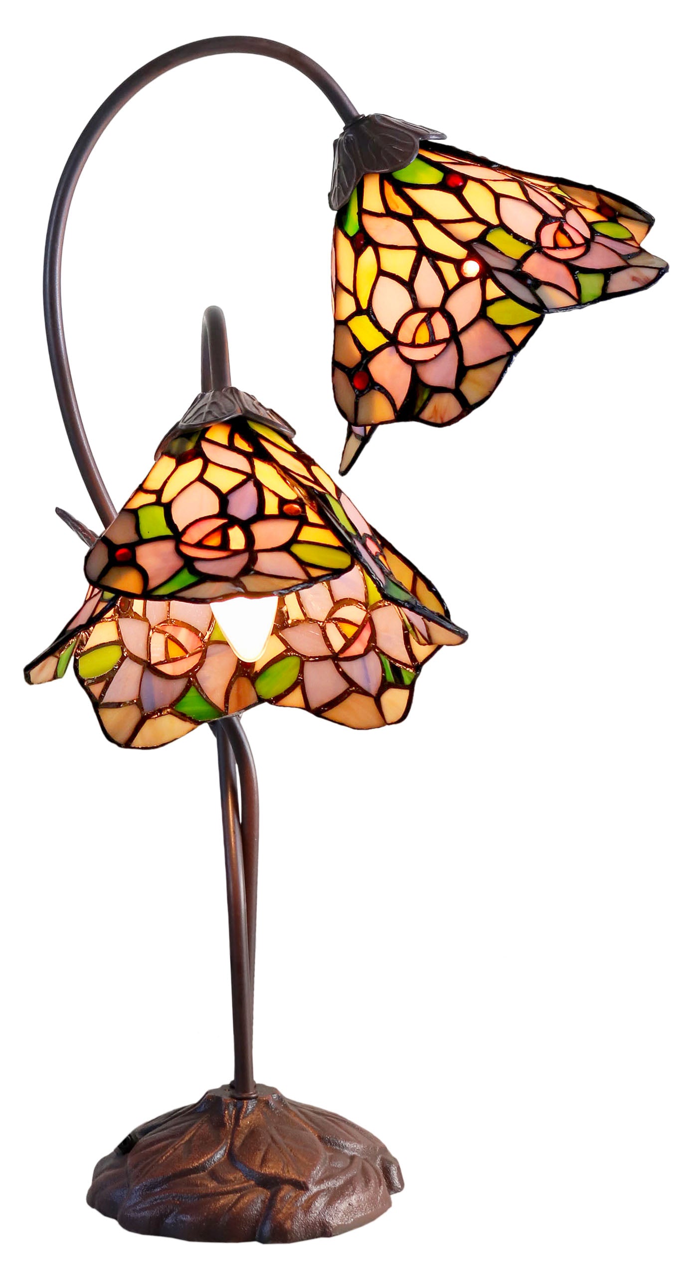 Double Lamp shade Flower Iris Style Tiffany Table Lamp