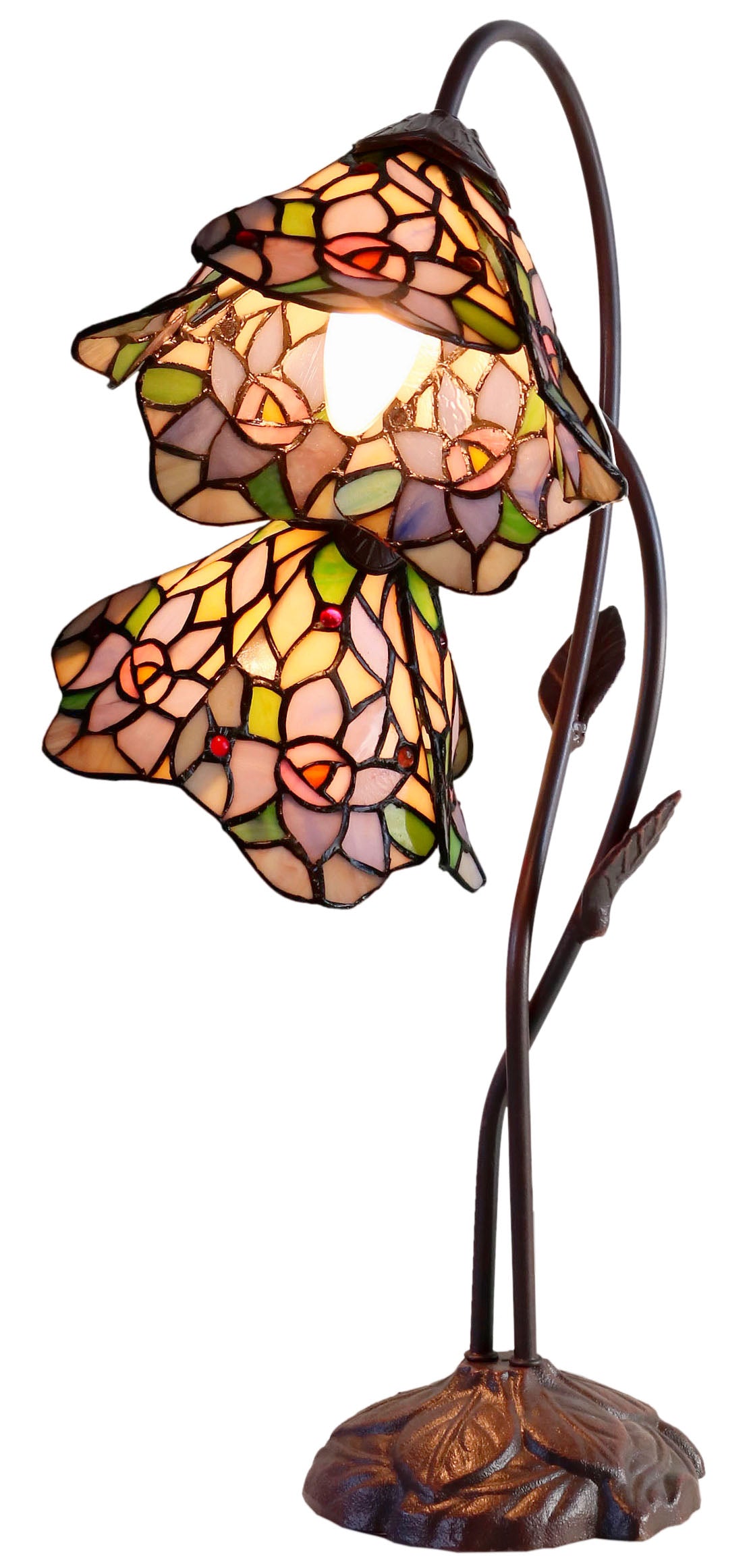 Double Lamp shade Flower Iris Style Tiffany Table Lamp