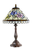 12" Tiffany Style Pink Rose Stained Glass Table Bedside Lamp