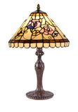 12" Tiffany Pink Rose Stained Glass Table Lamp with Fluted Art Nouveau Base