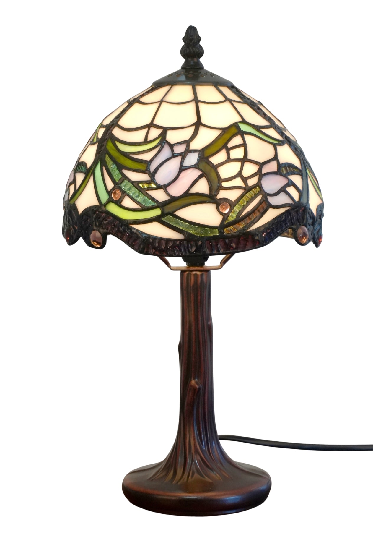 8-Inch Tulips in the Wind Tiffany-Style Small Table Lamp