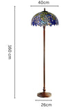 Large 16" Blue Wisteria Style Stained Glass Tiffany Floor Lamp
