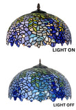 Large 16" Blue Wisteria Style Stained Glass Tiffany Floor Lamp