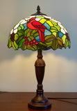 12" Red Cardinal Bird Stained Glass TiffanyBedside Lamp