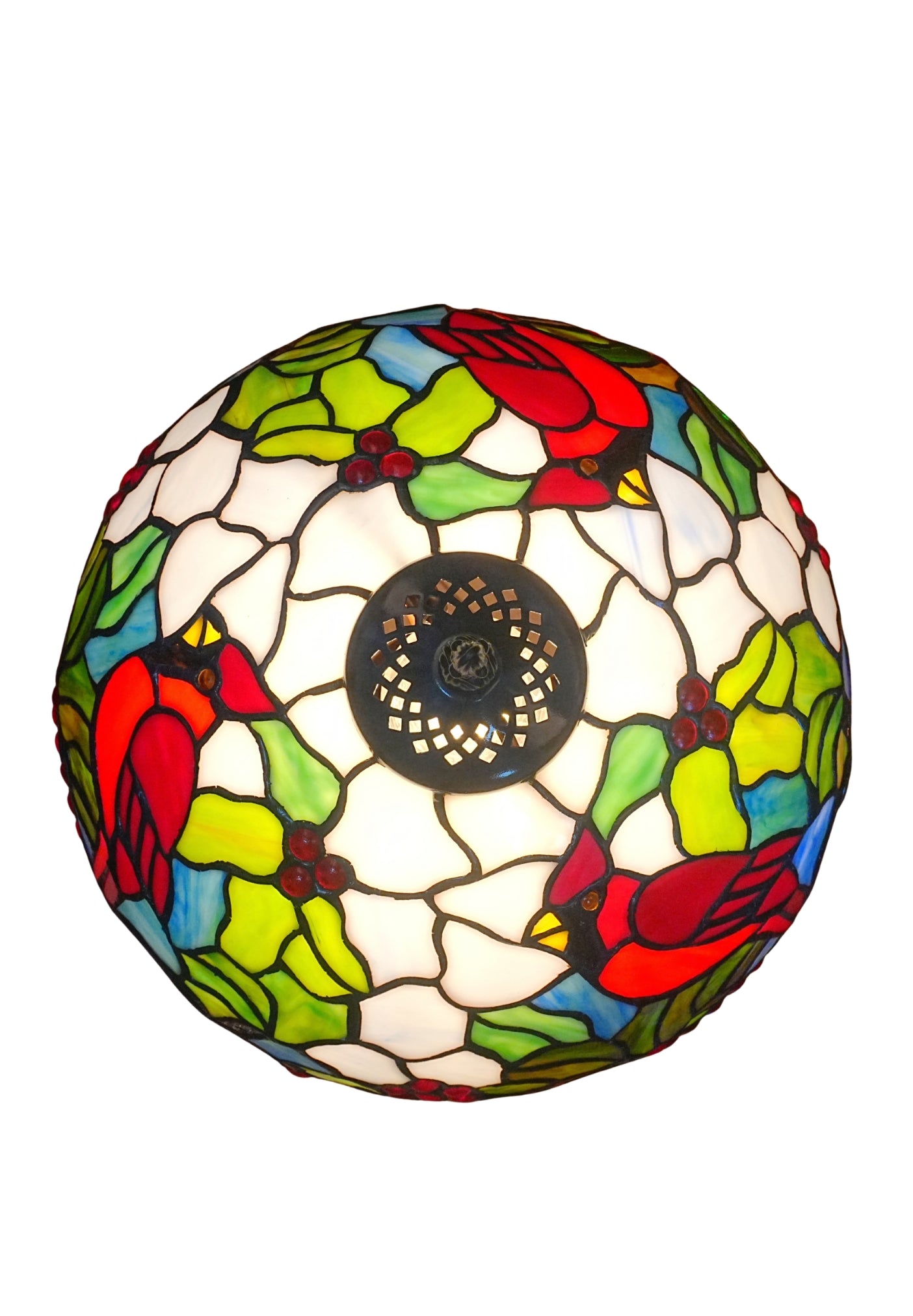 12" Red Cardinal Bird Stained Glass TiffanyBedside Lamp