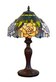 12" Amber Rose Stained Glass Tiffany Bedside Lamp