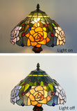 12" Amber Rose Stained Glass Tiffany Bedside Lamp