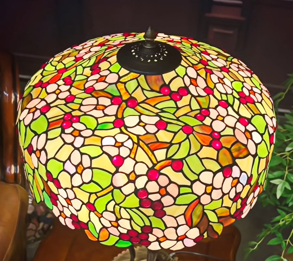 Gorgeous Huge Joanne Tiffany 20" Apple Blossom Flower Tiffany Floor Lamp