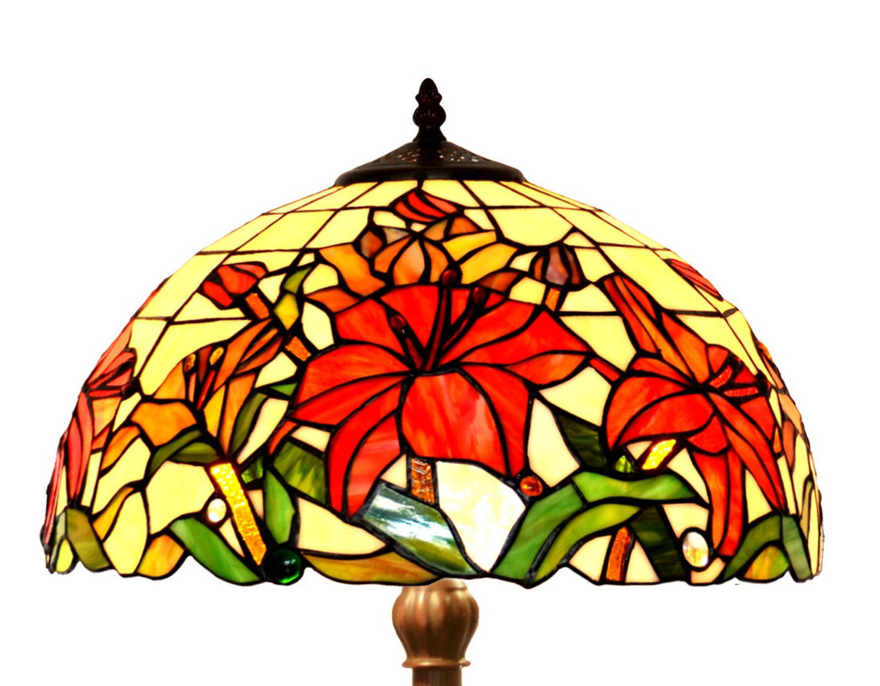 Large 16" Lily Style Stained Glass Tiffany Floor Lamp
