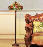 20" Peony Tiffany Style Stained Glass Floor Lamp – Handcrafted Floral Art Glass Lamp