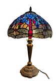 14" Traditonal Blue Dragonfly Tiffany Table Lamp