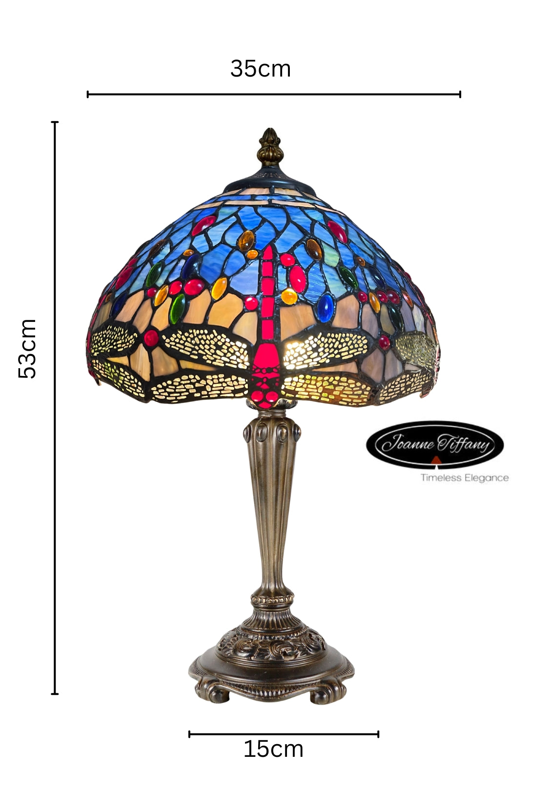 14" Traditonal Blue Dragonfly Tiffany Table Lamp
