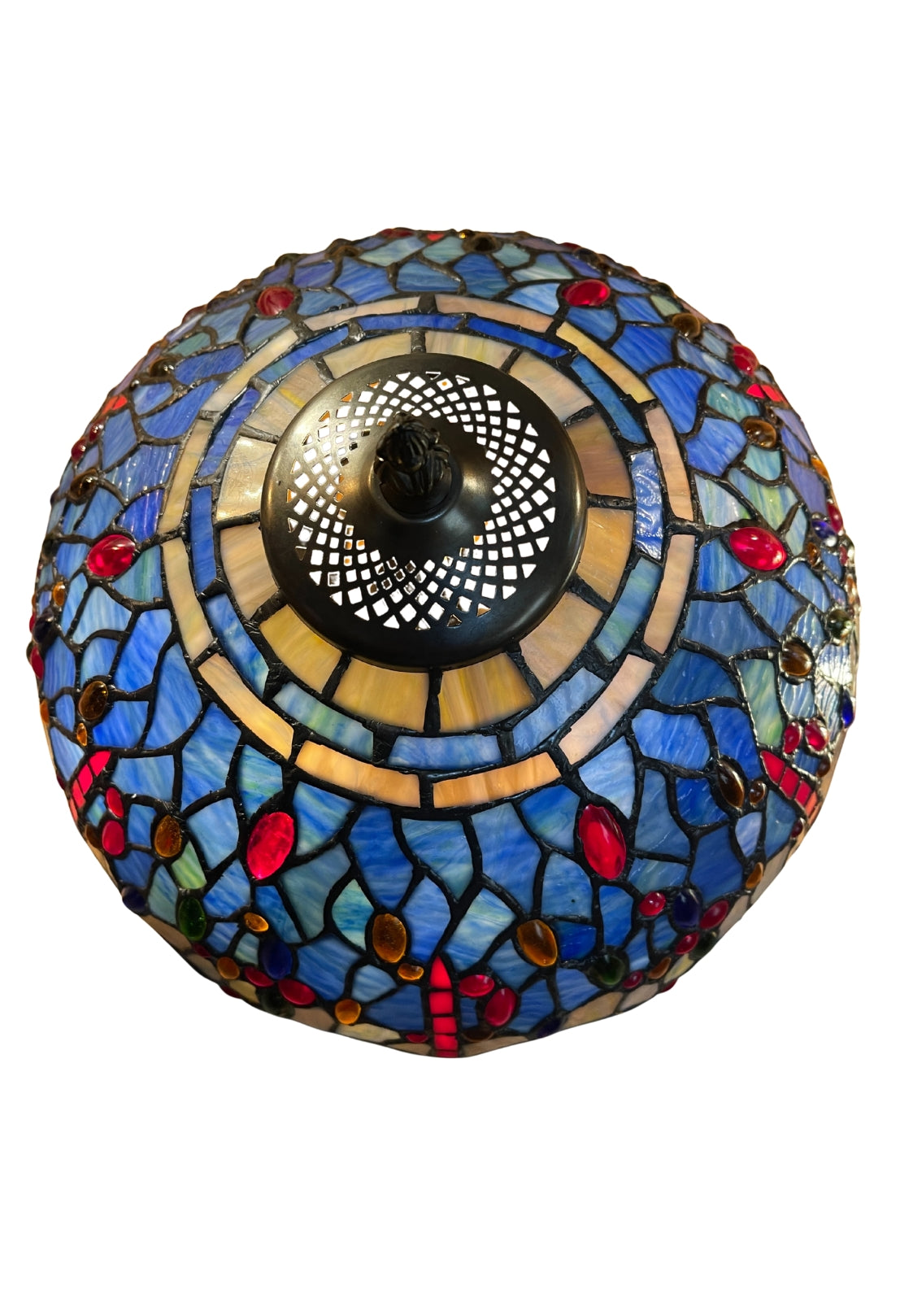 14" Traditonal Blue Dragonfly Tiffany Table Lamp