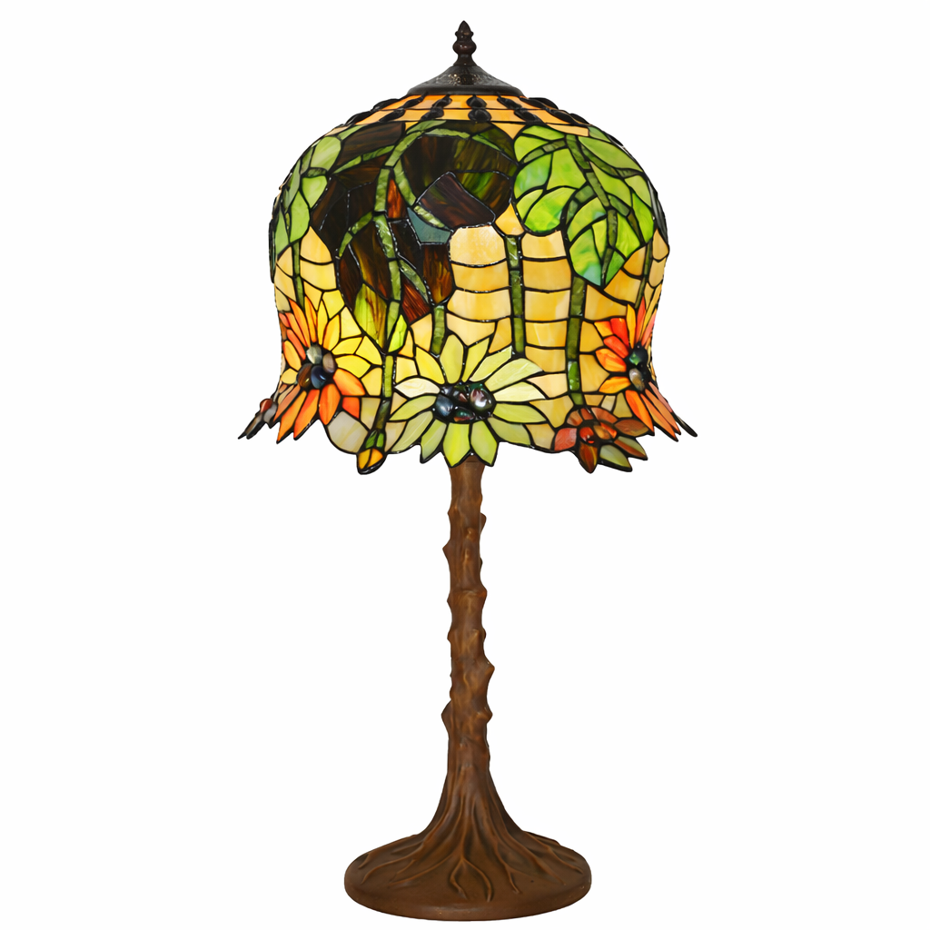 Limited Edition@Museum Quality Sunflower Tiffany Stained Glass Table Lamp