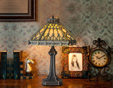 14" Retro Square Stained Glass Tiffany Style Table Lamp with Zinc Alloy Base