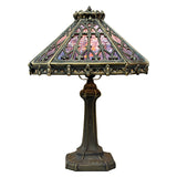 14" Retro Square Stained Glass Tiffany Style Table Lamp with Zinc Alloy Base* Velvet Purpler