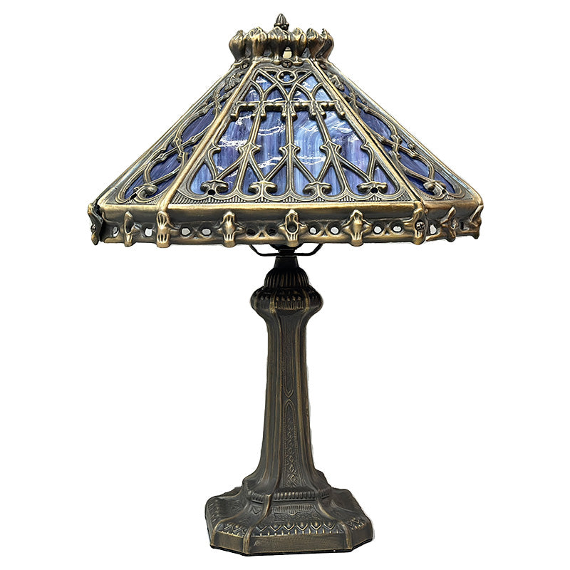 14" Retro Square Stained Glass Tiffany Style Table Lamp with Zinc Alloy Base* Velvet Purpler