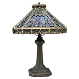 14" Retro Square Stained Glass Tiffany Style Table Lamp with Zinc Alloy Base* Velvet Purpler