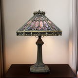14" Retro Square Stained Glass Tiffany Style Table Lamp with Zinc Alloy Base* Velvet Purpler