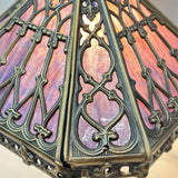 14" Retro Square Stained Glass Tiffany Style Table Lamp with Zinc Alloy Base* Velvet Purpler